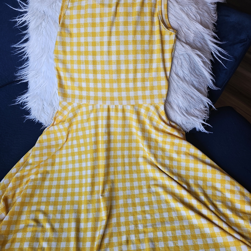 LuLaRoe Yellow Gingham Sleeveless Dress - Picture 4 of 5